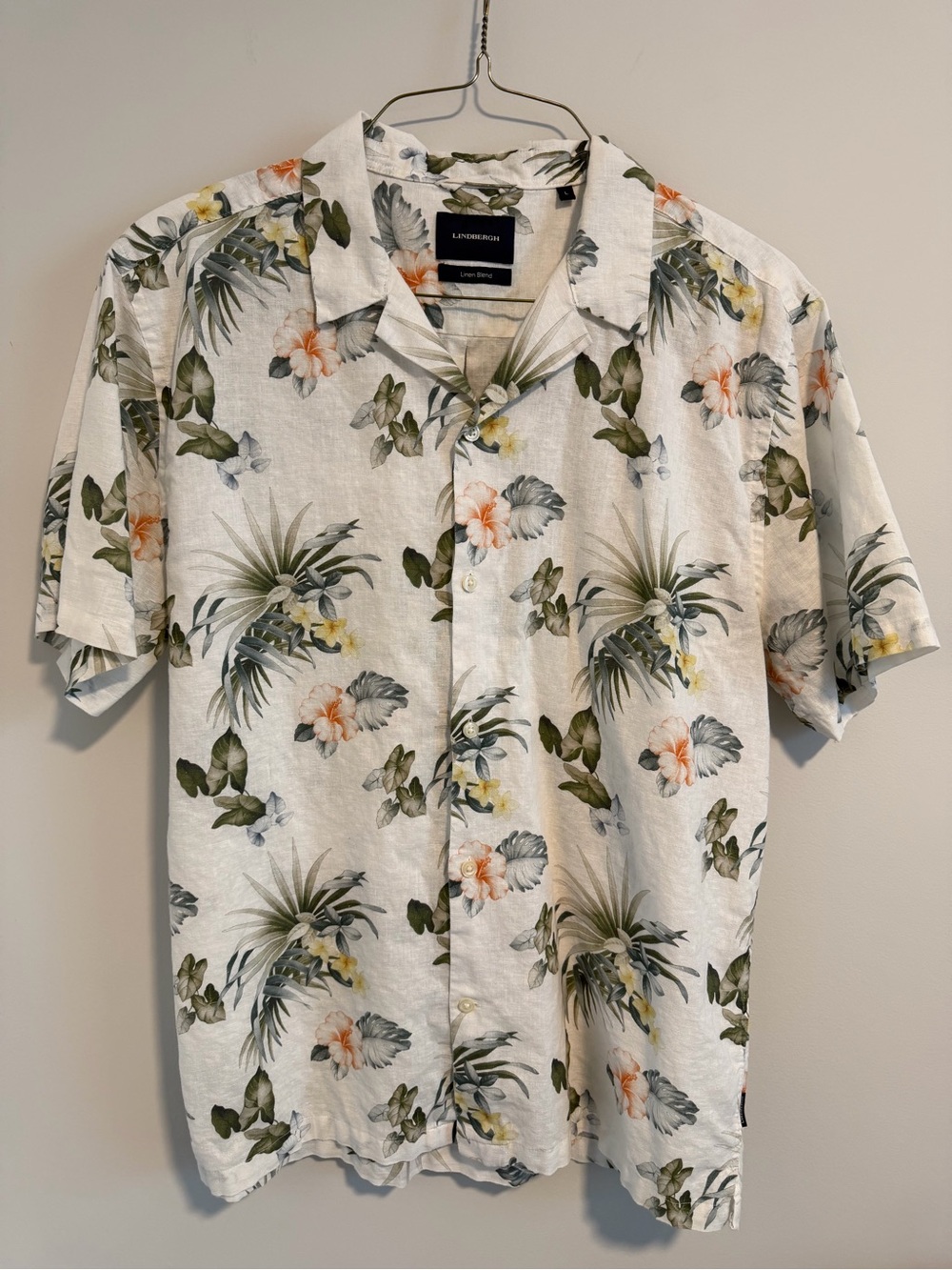 Lindbergh linen blend Floral Short-Sleeve Button-Down Shirt